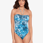 Indigo Patchwork Halter Bandeau Swimsuit - Simply Beach UK