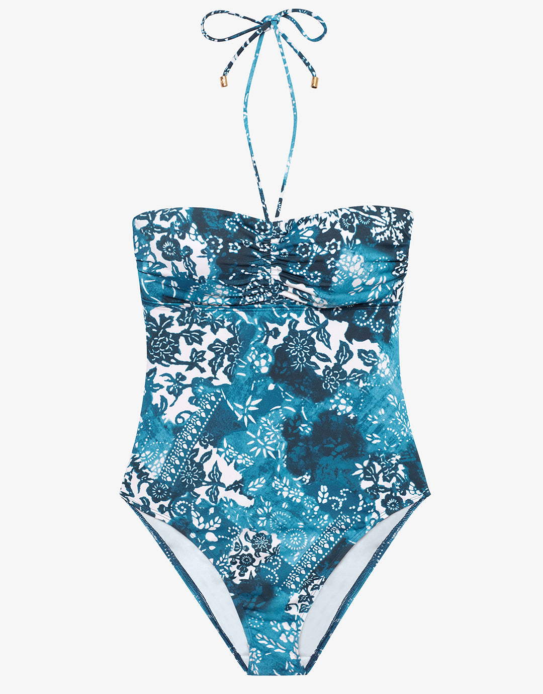 Indigo Patchwork Halter Bandeau Swimsuit - Simply Beach UK