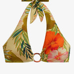 Island Tropical Rattan Ring Halter Bikini Top - Print - Simply Beach UK