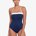 Bel Air Modern Bandeau Swimsuit - Navy and White - Simply Beach UK