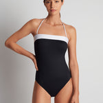Bel Air Modern Bandeau Mio Swimsuit - Black and White - Simply Beach UK