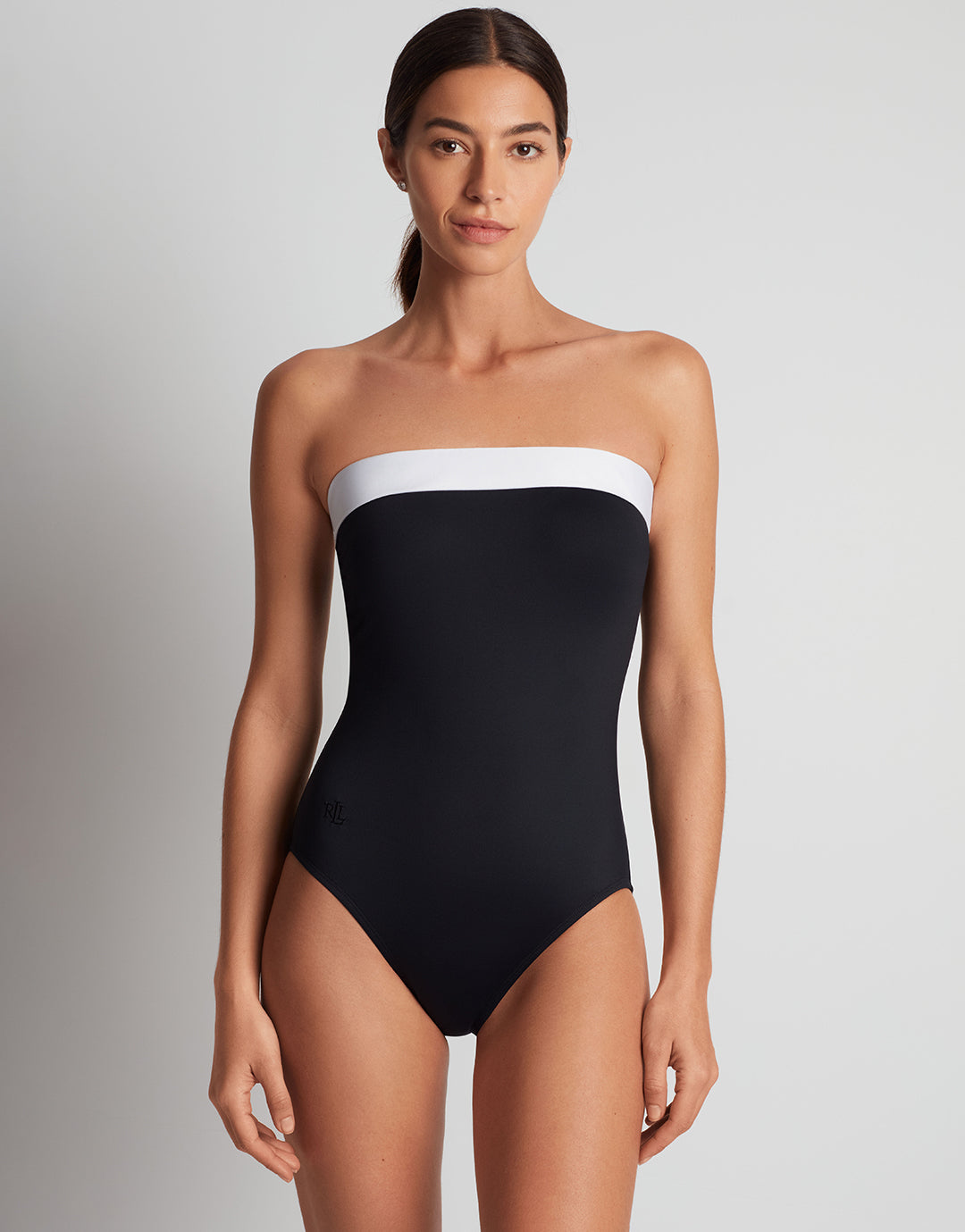 Bel Air Modern Bandeau Mio Swimsuit - Black and White - Simply Beach UK