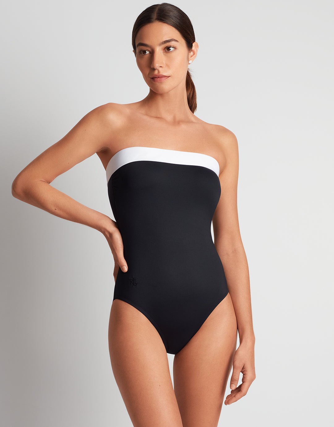 Bel Air Modern Bandeau Mio Swimsuit - Black and White - Simply Beach UK