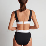 Bel Air Modern V Neck Bikini Top - Black and White - Simply Beach UK
