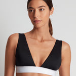 Bel Air Modern V Neck Bikini Top - Black and White - Simply Beach UK