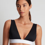 Bel Air Modern V Neck Bikini Top - Black and White - Simply Beach UK