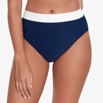 Bel Air High Waist Bikini Pant - Navy and White - Simply Beach UK