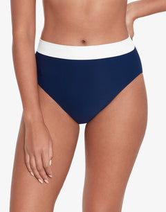 Bel Air High Waist Bikini Pant - Navy and White - Simply Beach UK