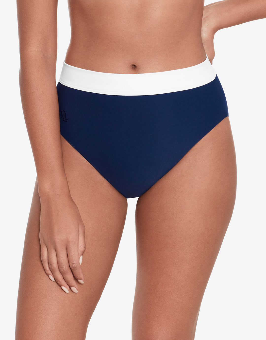Bel Air High Waist Bikini Pant - Navy and White - Simply Beach UK