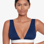 Bel Air Modern V Neck Bikini Top - Navy and White - Simply Beach UK