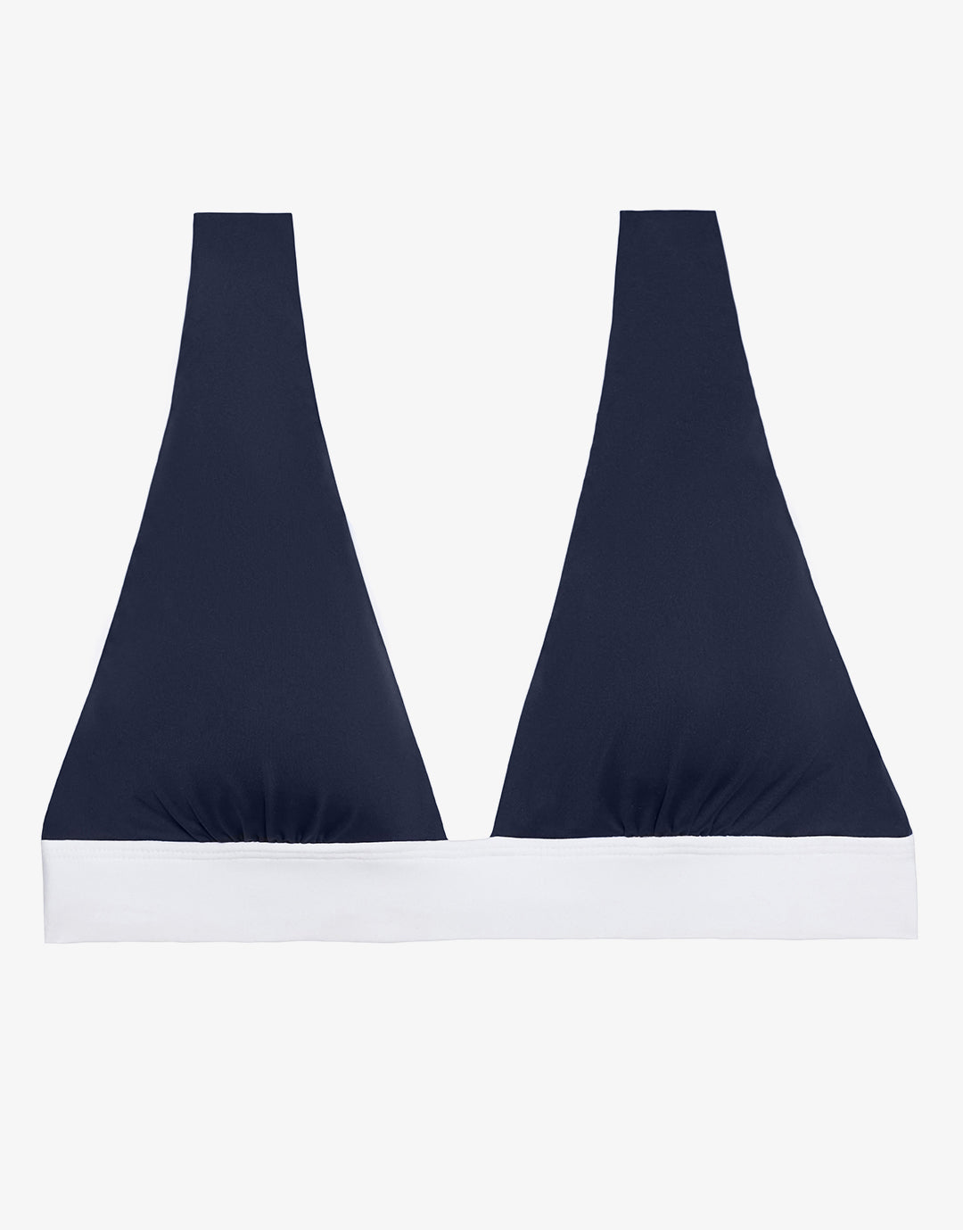 Bel Air Modern V Neck Bikini Top - Navy and White - Simply Beach UK