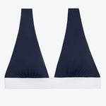 Bel Air Modern V Neck Bikini Top - Navy and White - Simply Beach UK