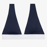 Bel Air Modern V Neck Bikini Top - Navy and White - Simply Beach UK