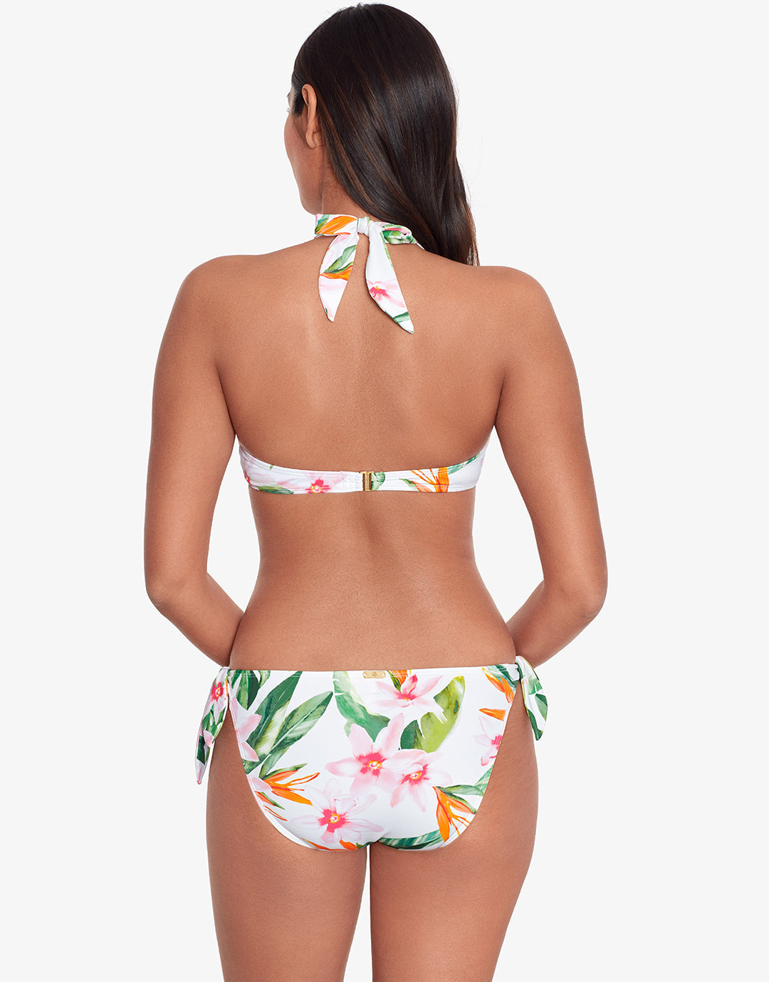Watercolour Tropical Tie Side Hipster Bikini Pant - White Multi - Simply Beach UK