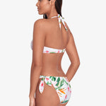 Watercolour Tropical Tie Front Halter Bikini Top - White Multi - Simply Beach UK