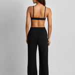 Double Gauze Ankle Tie Pant - Black - Simply Beach UK