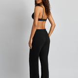 Double Gauze Ankle Tie Pant - Black - Simply Beach UK
