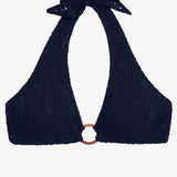 Crochet Rattan Ring Halter Bikini Top - Navy - Simply Beach UK