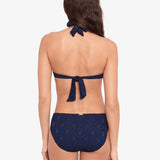 Crochet Rattan Ring Halter Bikini Top - Navy - Simply Beach UK