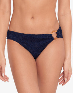 Crochet Rattan Ring Bikini Pant - Navy - Simply Beach UK