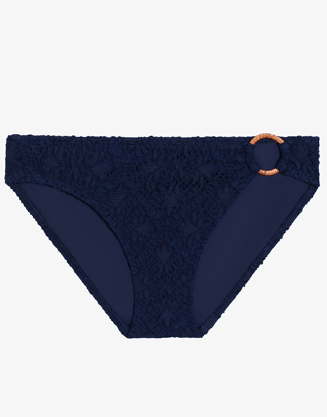 Crochet Rattan Ring Bikini Pant - Navy - Simply Beach UK