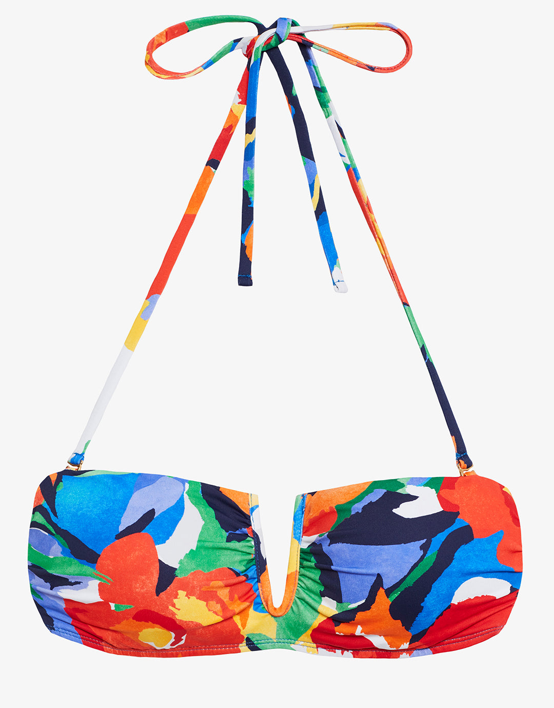 Bold Abstract Floral V Wire Bandeau Bikini Top - Simply Beach UK