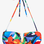 Bold Abstract Floral V Wire Bandeau Bikini Top - Simply Beach UK