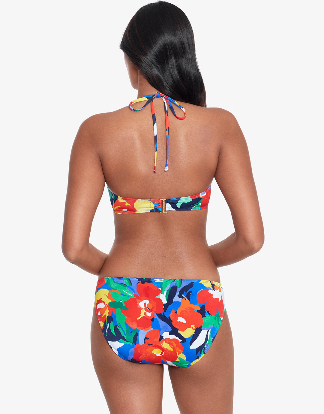 Bold Abstract Floral V Wire Bandeau Bikini Top - Simply Beach UK