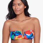 Bold Abstract Floral V Wire Bandeau Bikini Top - Simply Beach UK