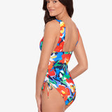 Bold Abstract Floral Ruched Plunge Swimsuit - Simply Beach UK
