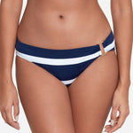 Mariner Stripe Ring Hipster Bikini Pant - Navy and White - Simply Beach UK