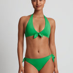 Beach Club Solids Tie Front Halter Bikini Top - Palm Green - Simply Beach UK