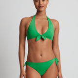 Beach Club Solids Tie Front Halter Bikini Top - Palm Green - Simply Beach UK