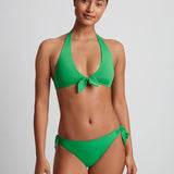 Beach Club Solids Tie Front Halter Bikini Top - Palm Green - Simply Beach UK