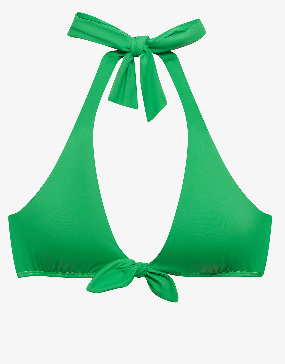 Beach Club Solids Tie Front Halter Bikini Top - Palm Green - Simply Beach UK