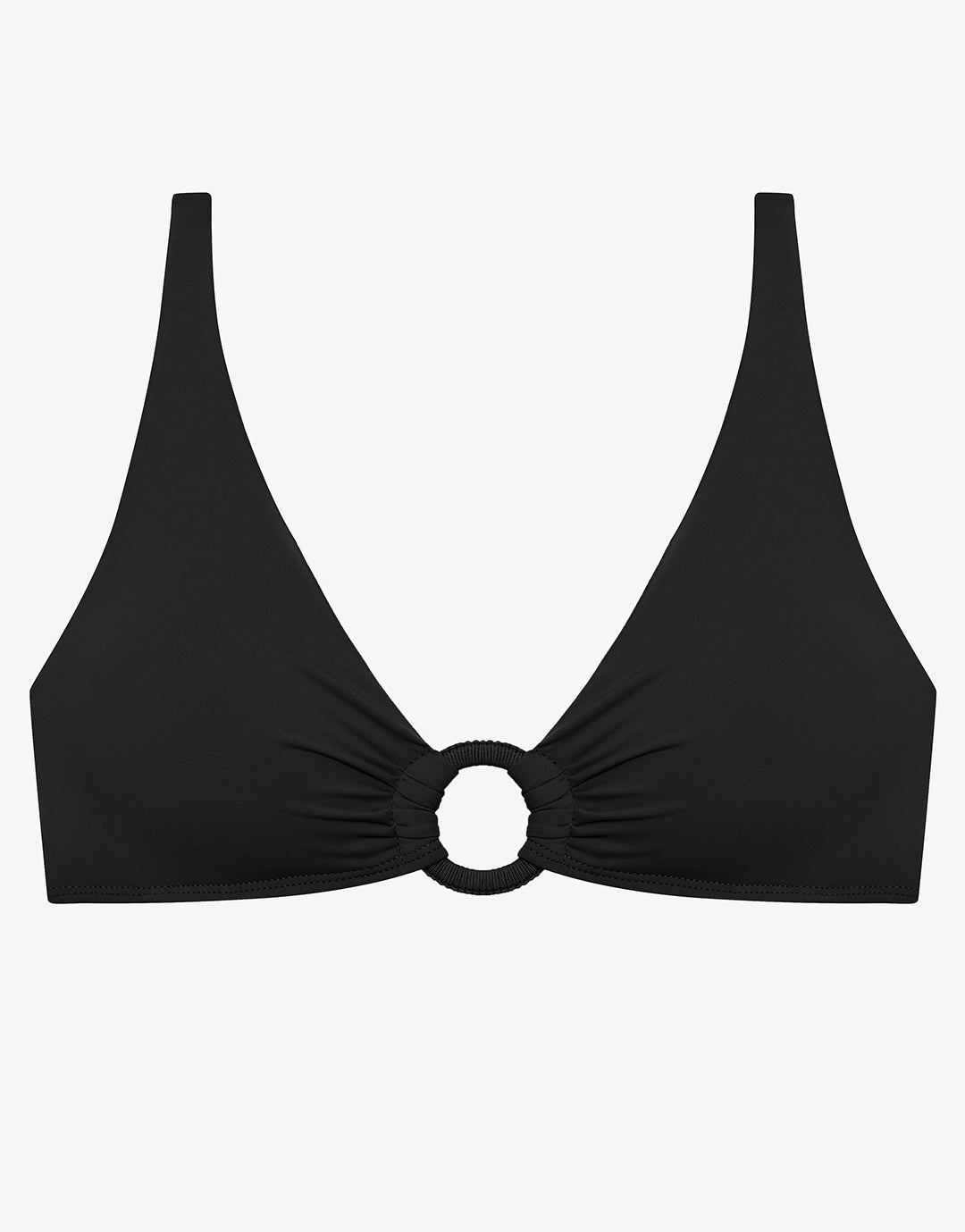 Beach Club Solids Macrame Ring OTS Bikini Top - Black - Simply Beach UK