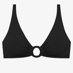 Beach Club Solids Macrame Ring OTS Bikini Top - Black - Simply Beach UK