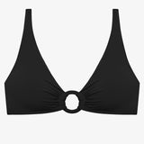 Beach Club Solids Macrame Ring OTS Bikini Top - Black - Simply Beach UK