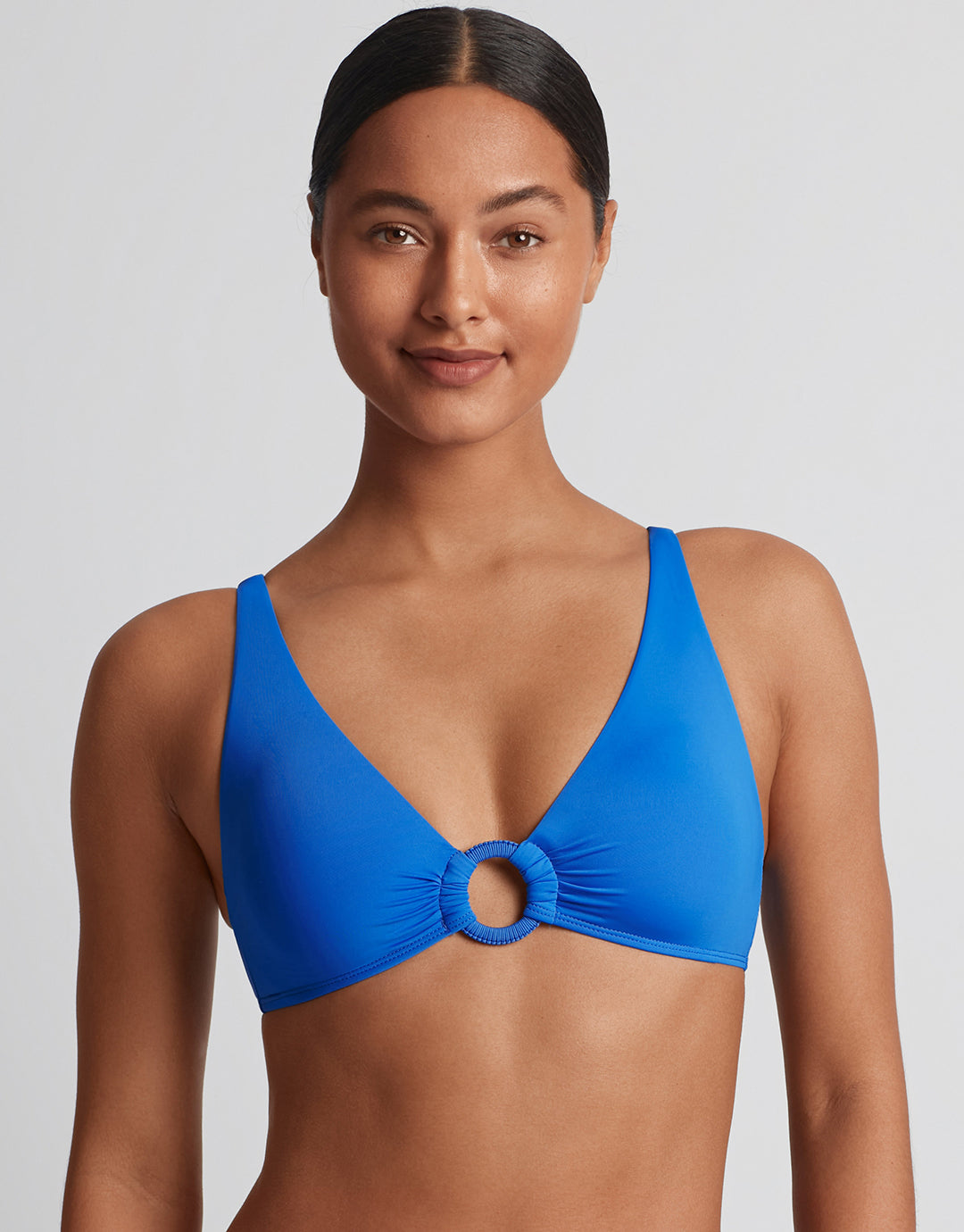 Beach Club Solids Macrame Ring OTS Bikini Top - Electric Blue - Simply Beach UK