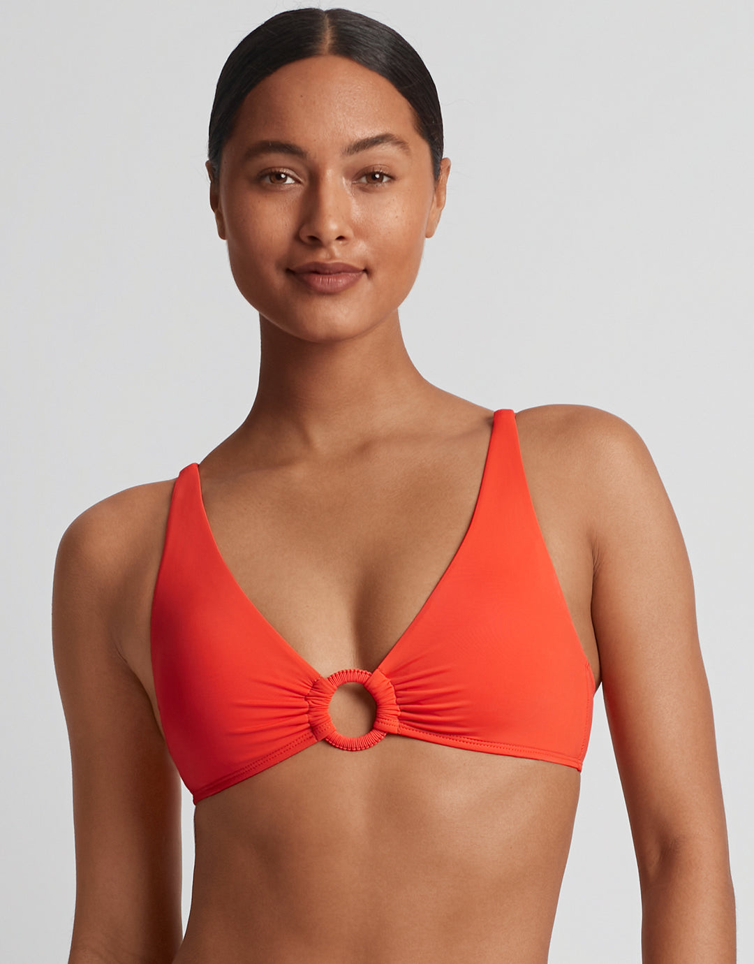 Beach Club Solids Macrame Ring OTS Bikini Top - Persimmon - Simply Beach UK