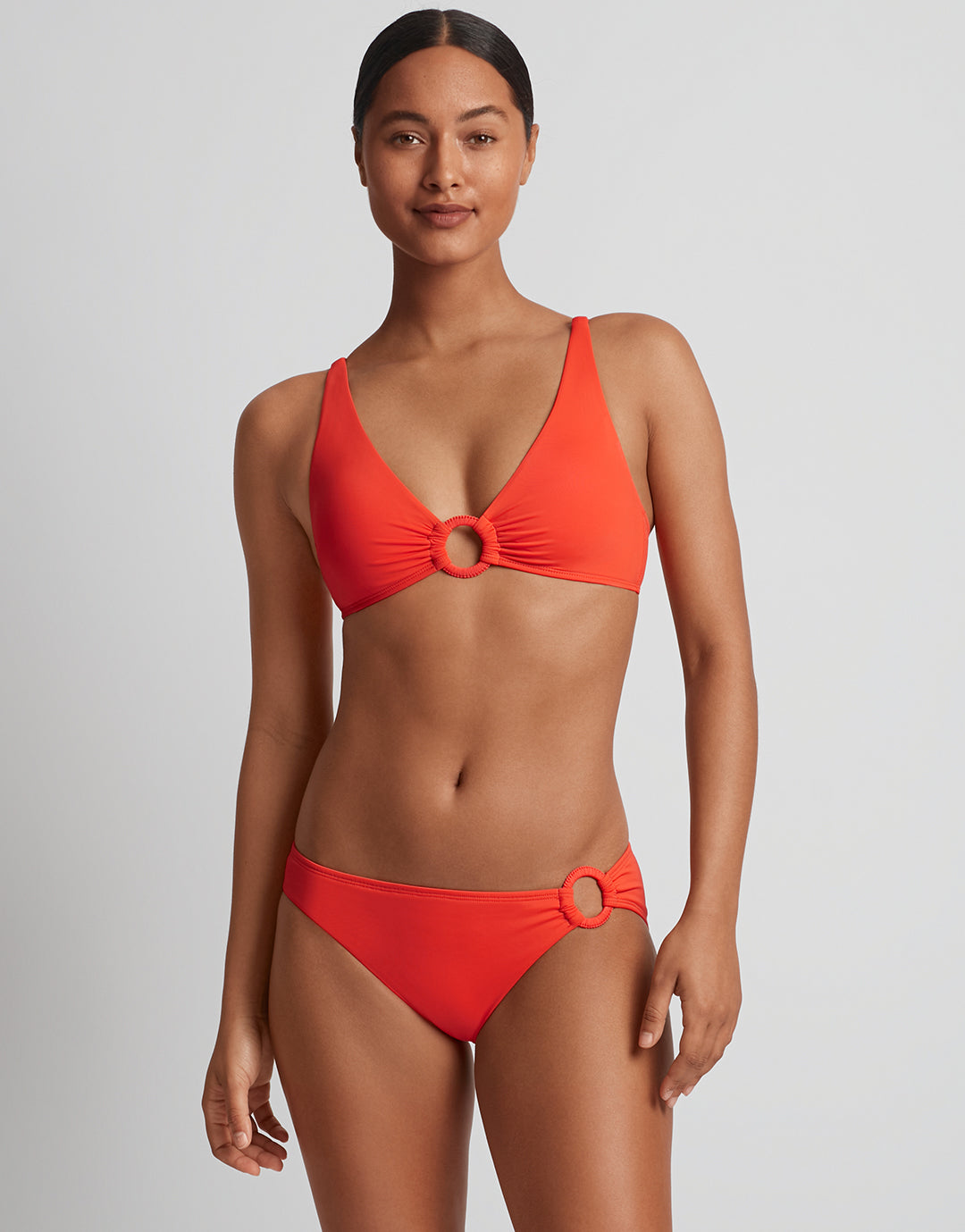 Beach Club Solids Macrame Ring OTS Bikini Top - Persimmon - Simply Beach UK