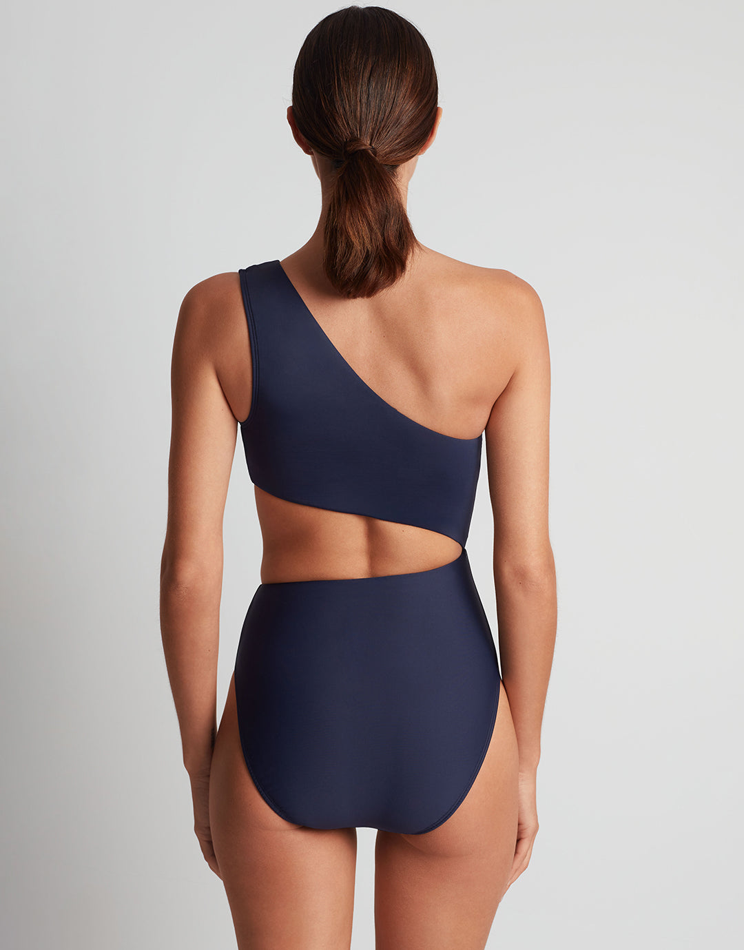 Beach Club Solids One Shoulder Cutout Swimsuit - Dark Navy - Simply Beach UK