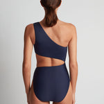 Beach Club Solids One Shoulder Cutout Swimsuit - Dark Navy - Simply Beach UK