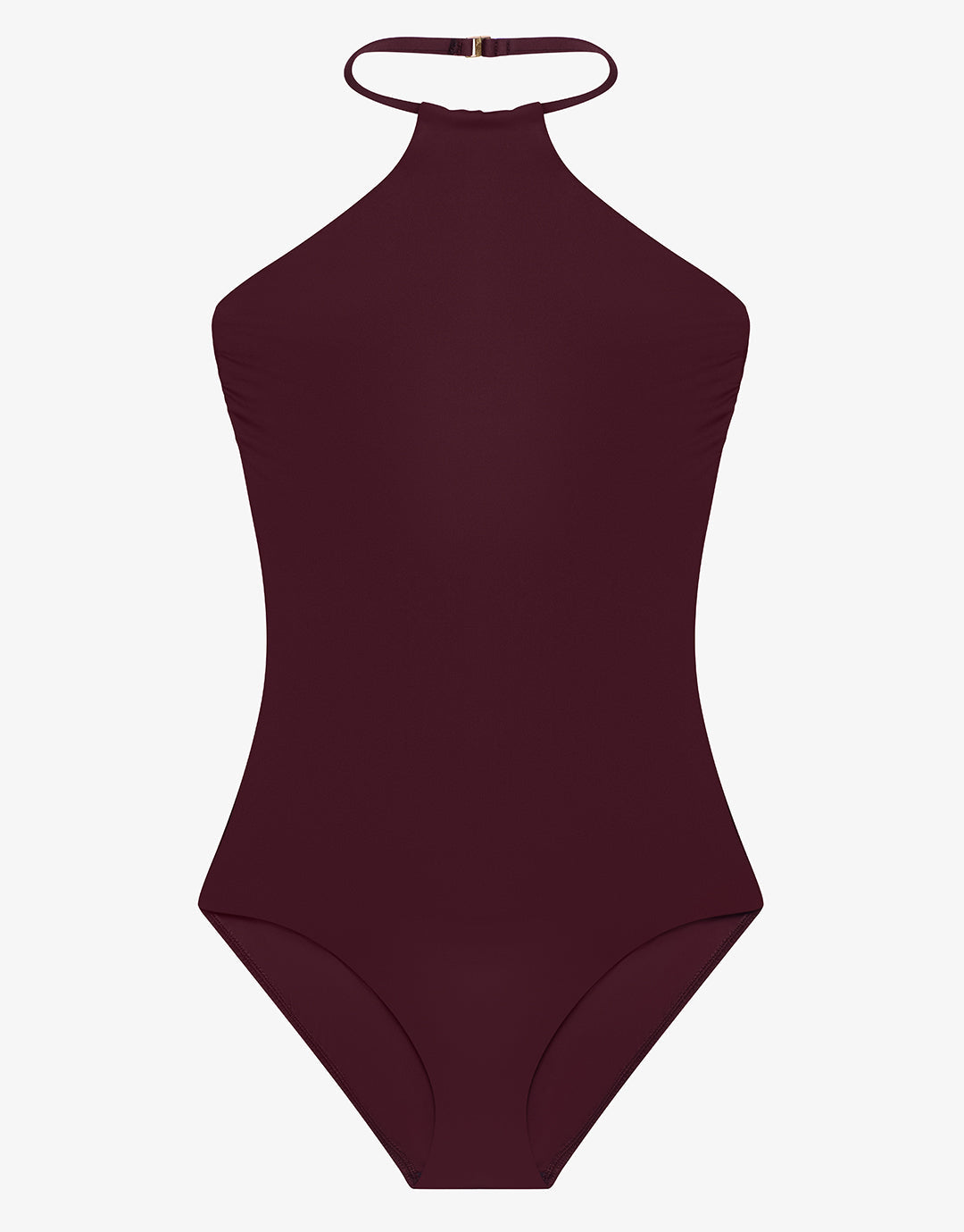 Beach Club Solids High Neck Swimsuit - Claret - Simply Beach UK