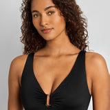 Lauren Ralph Lauren Beach Club Solids Ring OTS Underwired Swimsuit - Black - Simply Beach UK