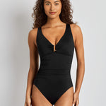 Lauren Ralph Lauren Beach Club Solids Ring OTS Underwired Swimsuit - Black - Simply Beach UK