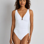 Lauren Ralph Lauren Beach Club Solids Ring OTS Underwired Swimsuit - White - Simply Beach UK