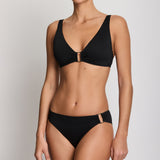 Beach Club Solids Ring OTS Bra Bikini Top - Black - Simply Beach UK
