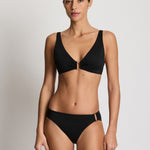 Beach Club Solids Ring OTS Bra Bikini Top - Black - Simply Beach UK