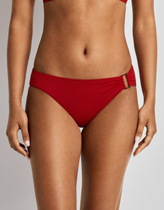 Beach Club Solids Ring Hipster Bikini Pant - Cruising Red - Simply Beach UK